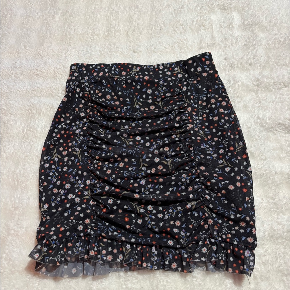 Free people Black Floral Mini Skirt